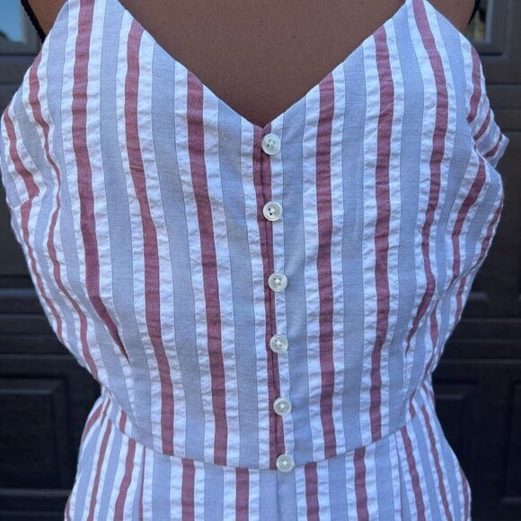 BP. Wide Leg Cropped Palazzo Pant Jumpsuit Striped Side Zip Tie Waist Women’s L - Picture 10 of 13